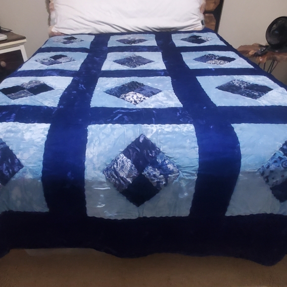kodofill Bedding Vintage Royal Blue Velvet King Size Retro Groovy